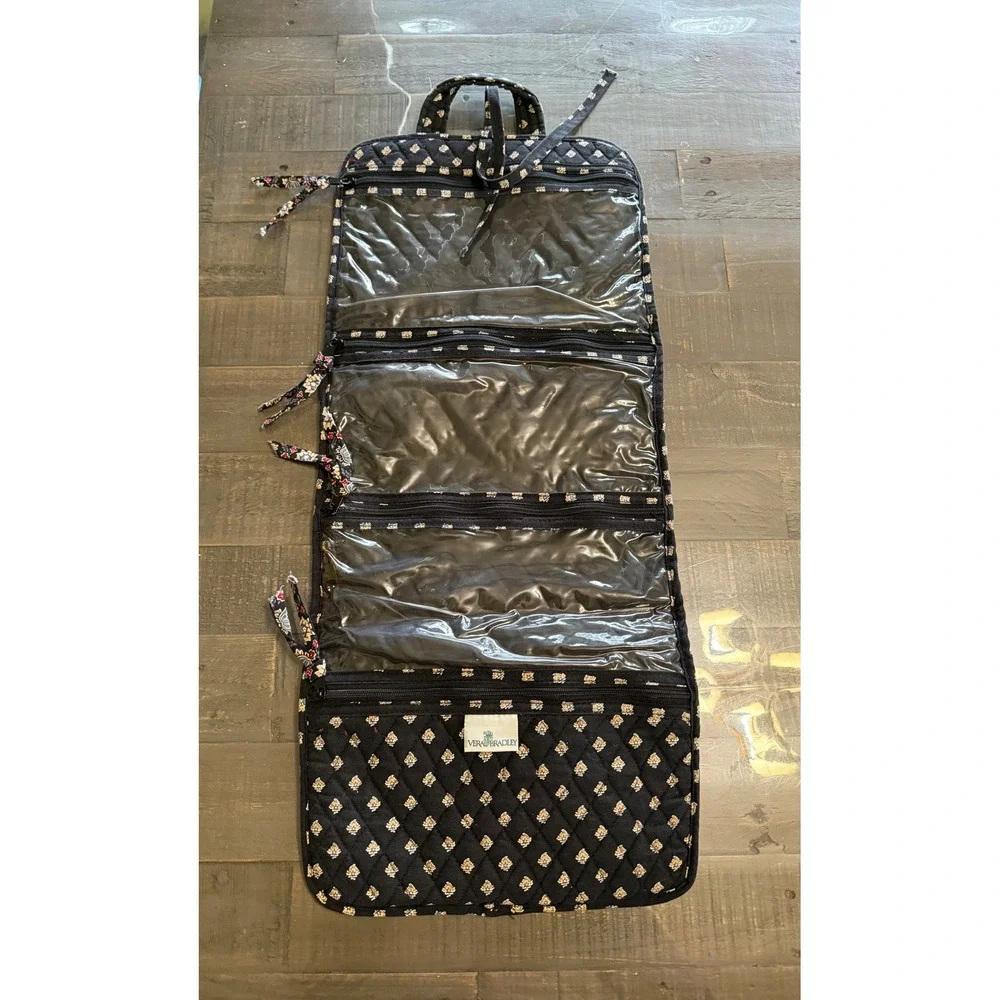 Vera Bradley Classic Black‎ Hanging Travel Organizer Toiletry Bag Quilted Floral